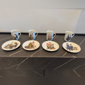 Vintage Norman Rockwell Ceramic Mug and Plate Set